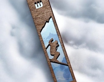 Ski Jumper Mezuzah - Laser Cut Wood - 1 inch
