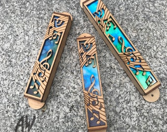 Musical Notes Mezuzah: 6" Laser-Cut Design