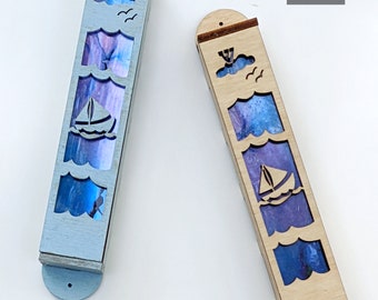 Wooden Sailboat Mezuzah - 1 inch