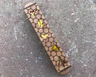 Laser cut wood bee mezuzah - 1 inch // Housewarming // Jewish Wedding Gift