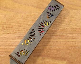 Gray Wooden Fireworks Mezuzah - 1 inch // Birthday Gift // Wedding Present