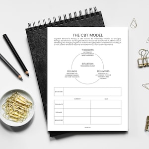the cbt model • cbt triangle • therapy worksheet • cognitive behavioral therapy • counseling group • digital download