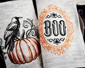 embroidered napkins, linen napkins, table decoration, halloween Pumpkin Embroidered Cloth Dinner Napkins, halloween napkins, pumpkin napkins