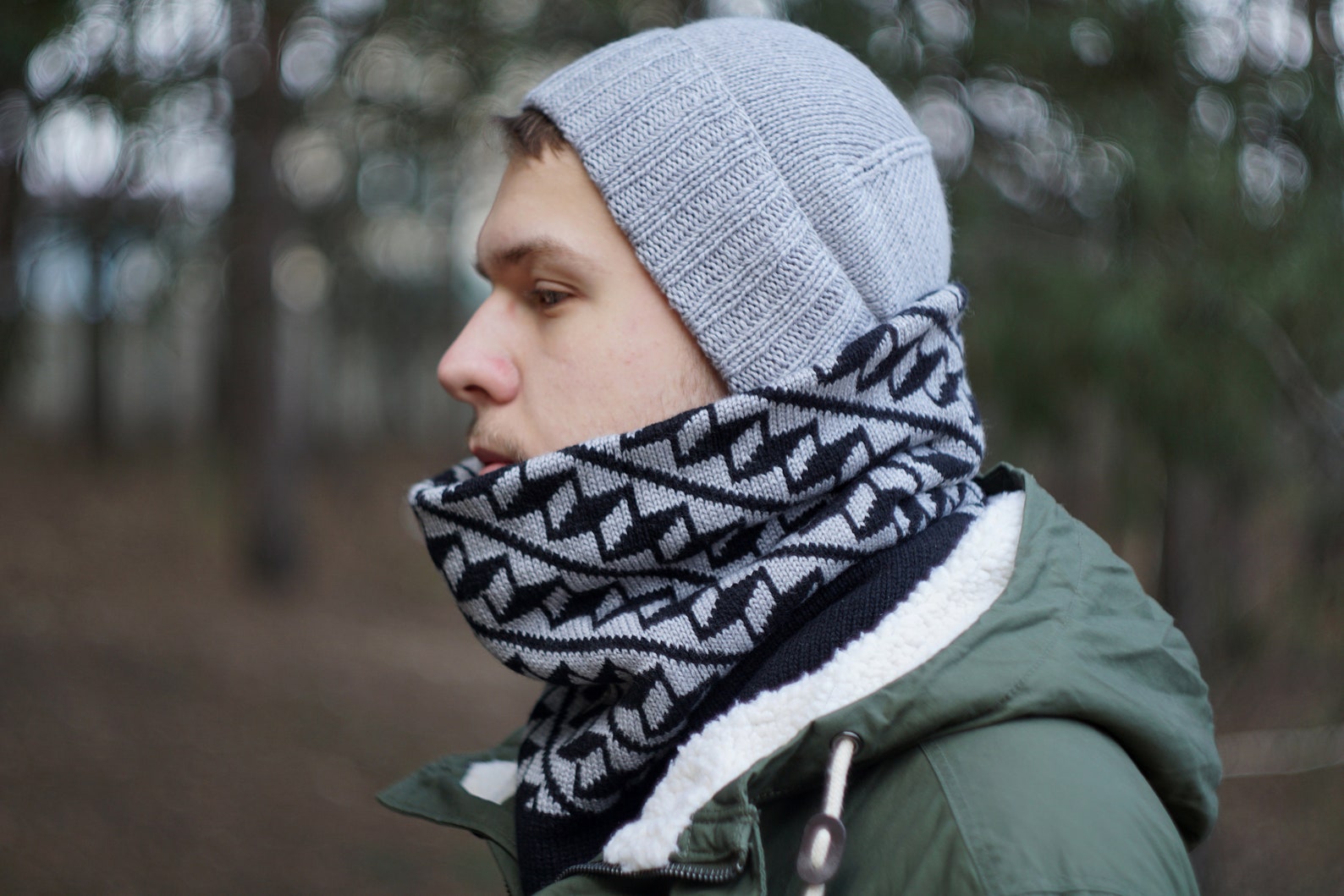 Man Scarf Mens Snood Man Infinity Scarf Gift for Men Gray Etsy