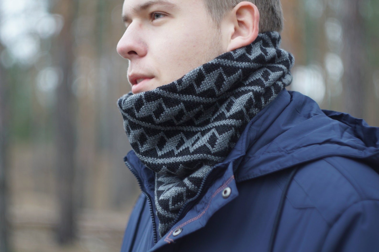Wool snood mans knit scarf man infinity scarf gift for men Etsy