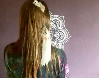 Wild Swan and Pheasant Hair Extension Clip - Ceremony Jewellery- Boho Hair Accessories-Made in Cornwall UK