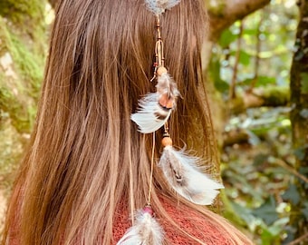 Wild Swan and Pheasant Hair Extension Clip - Ceremony Jewellery- Boho Hair Accessories-Made in Cornwall UK