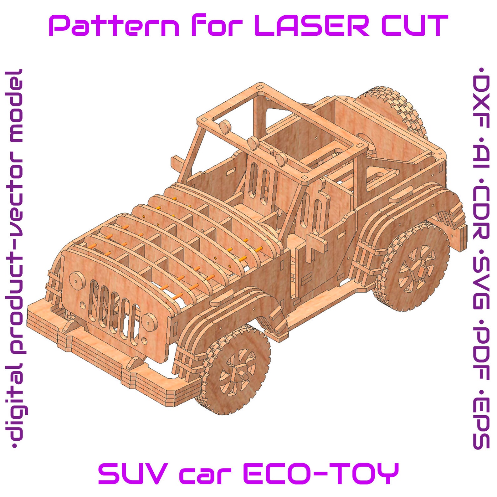 Wooden car model kit Laser cut Car wooden toys cars plywood Etsy