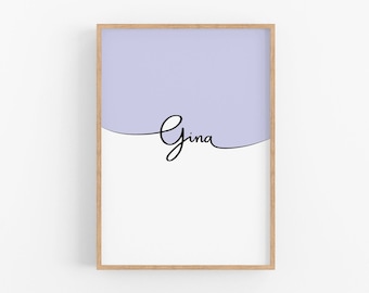D I G I T A L | Line Art nursery | One-line drawing | Custom line art | Nursery poster | Personalized Baby Name Print | New Born Baby Gifts