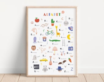Alphabet poster Dutch | ABC print Dutch | Colorful Nursery art | Alphabet Art print | Kids Room decor | Educational print