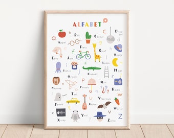 Alphabet poster Dutch | ABC print Nederlands | Colorful Nursery art | Alphabet Art print | Kids Room decor | Educational print