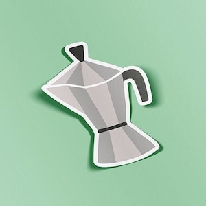 Süßer Kaffeekannen-Aufkleber | Vinyl | Wasserflaschenaufkleber | Stanzform | Wetterbeständig | Französische Presse | Bunte Illustration | Vinyl-Aufkleber