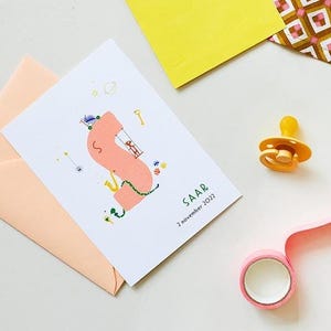 Geburtsanzeige mit Alphabet-Buchstaben