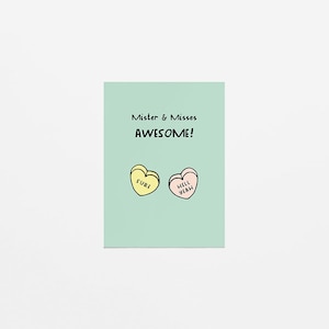 Hochzeitskarte „Mr. und Miss Awesome“ | Hochzeitsglückwünsche mit Frühstücksgutschein | Herzlichen Glückwunsch an das frisch vermählte Paar | Originelle Hochzeitsgrußkarte