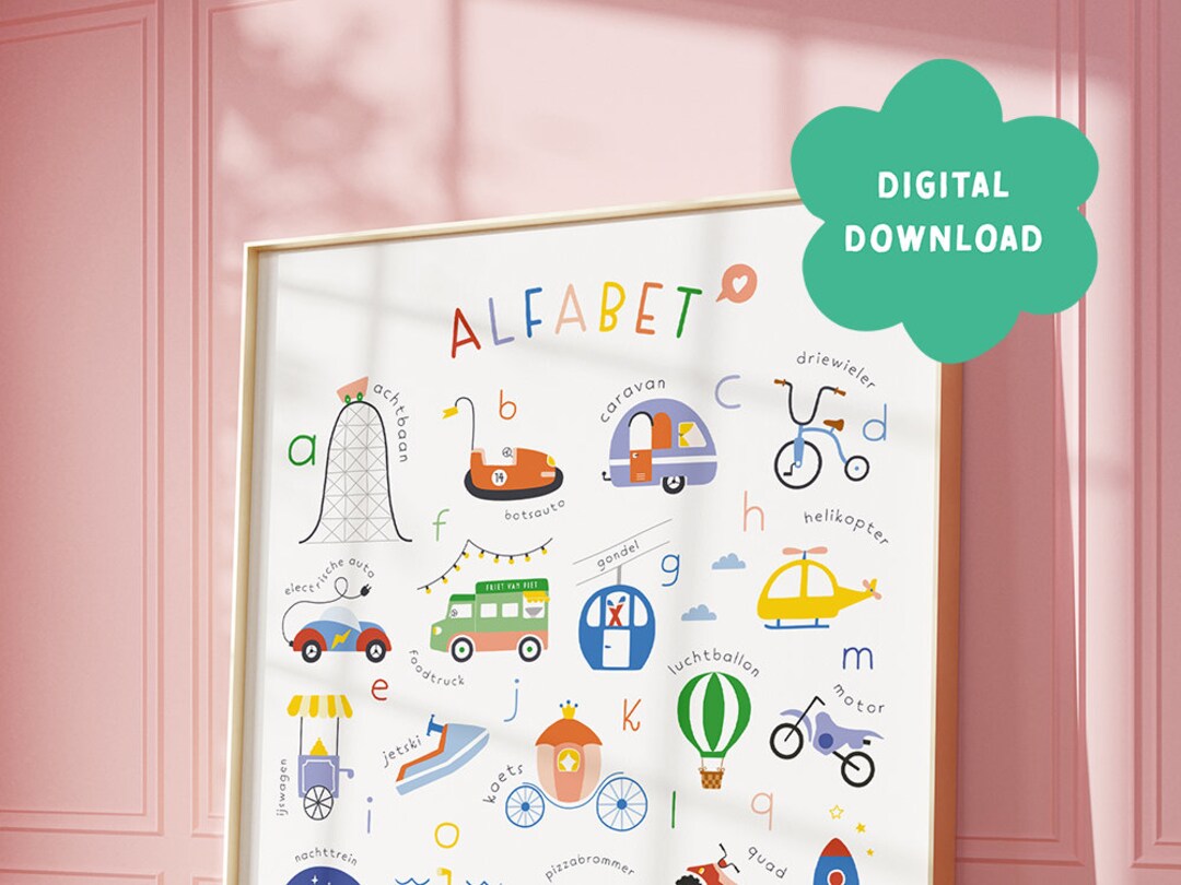 D I G I T A L | Alphabet Poster Dutch Transport | ABC Dutch | Colorful ...