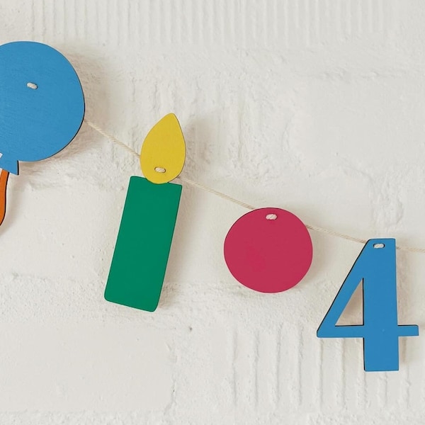 Birthday garland | wooden party decoration | seasonal decorations | Sustainable Decoration | Personalize with age