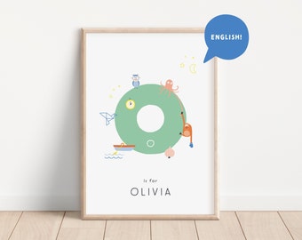 Letter O | Alphabet O print | Personalized first name print | Cheeky colorful nursery | Custom Initial O | Gender Neutral | First Letter art