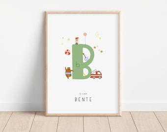 Letter B | Alphabet B print | Personalized first name print | Cheeky colorful nursery | Custom Initial | Gender Neutral | Letter art