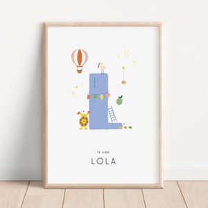 Letra L | Impressão do alfabeto L | Impressão de nome personalizado | Quarto de criança colorido e atrevido | Inicial personalizada | Neutro em termos de gênero | Arte da letra