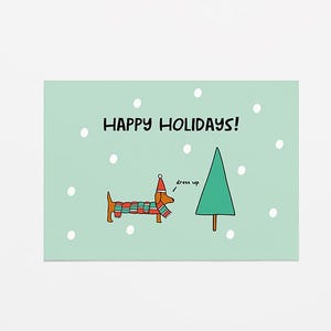 Dachshund | Christmas card | Happy Holiday Greeting Card with Voucher | Teckel kerstkaart | Wienerdog card