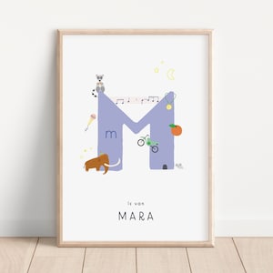 Letra M | Letra M impresa | Impresión de nombre personalizada | Guardería descarada y colorida | Inicial personalizada M | Género neutro | Arte de la primera letra
