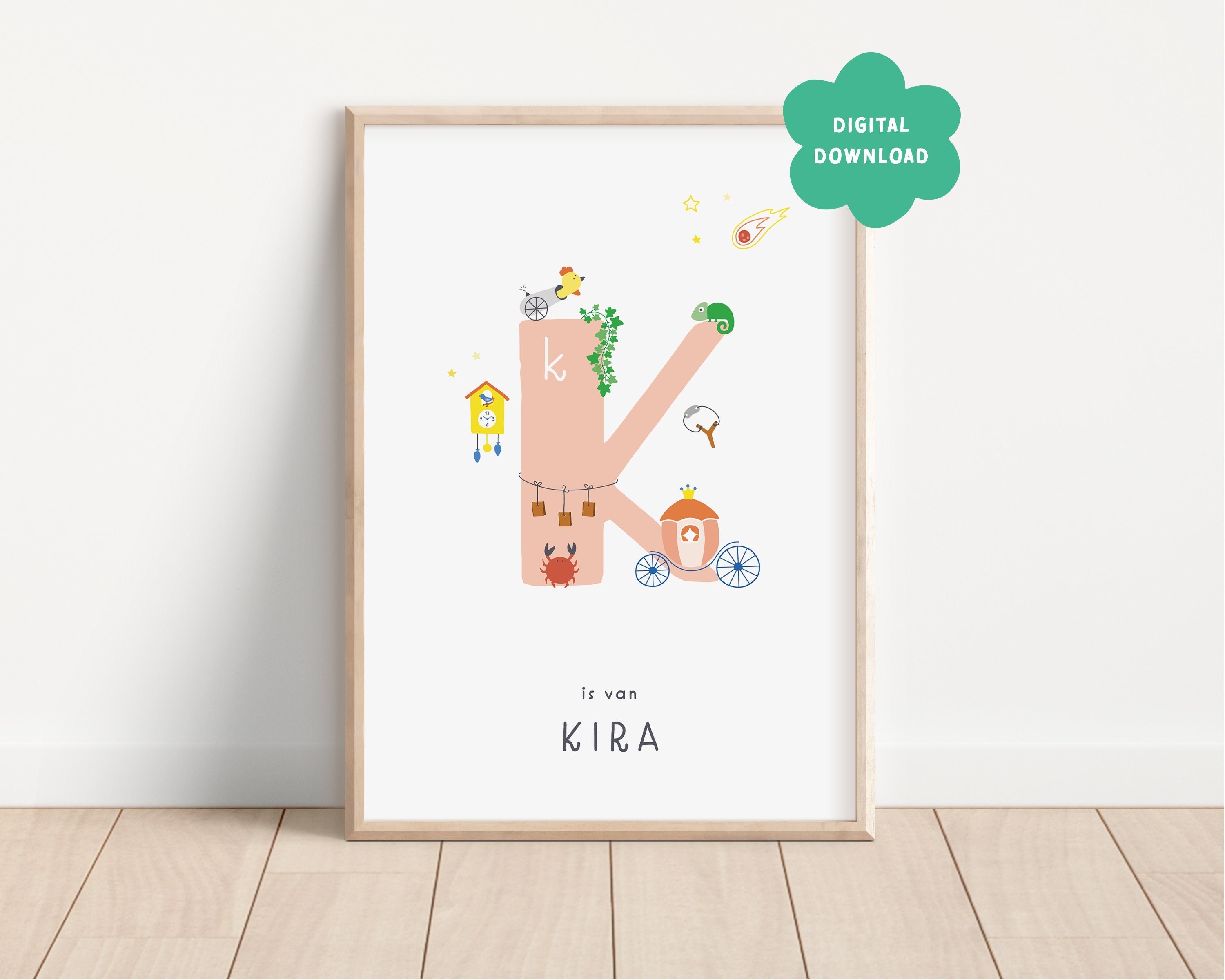 D I G I T A L | Alphabet letter name poster | Personalized Name print | Cheeky colorful nursery | Custom Initial | Playroom Art