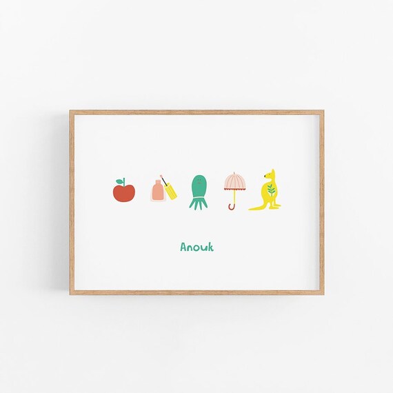 Letter board name print | Personalized bilingual poster | Cheeky nursery | Custom letter Gender Neutral | Play room art | Alphabet letters