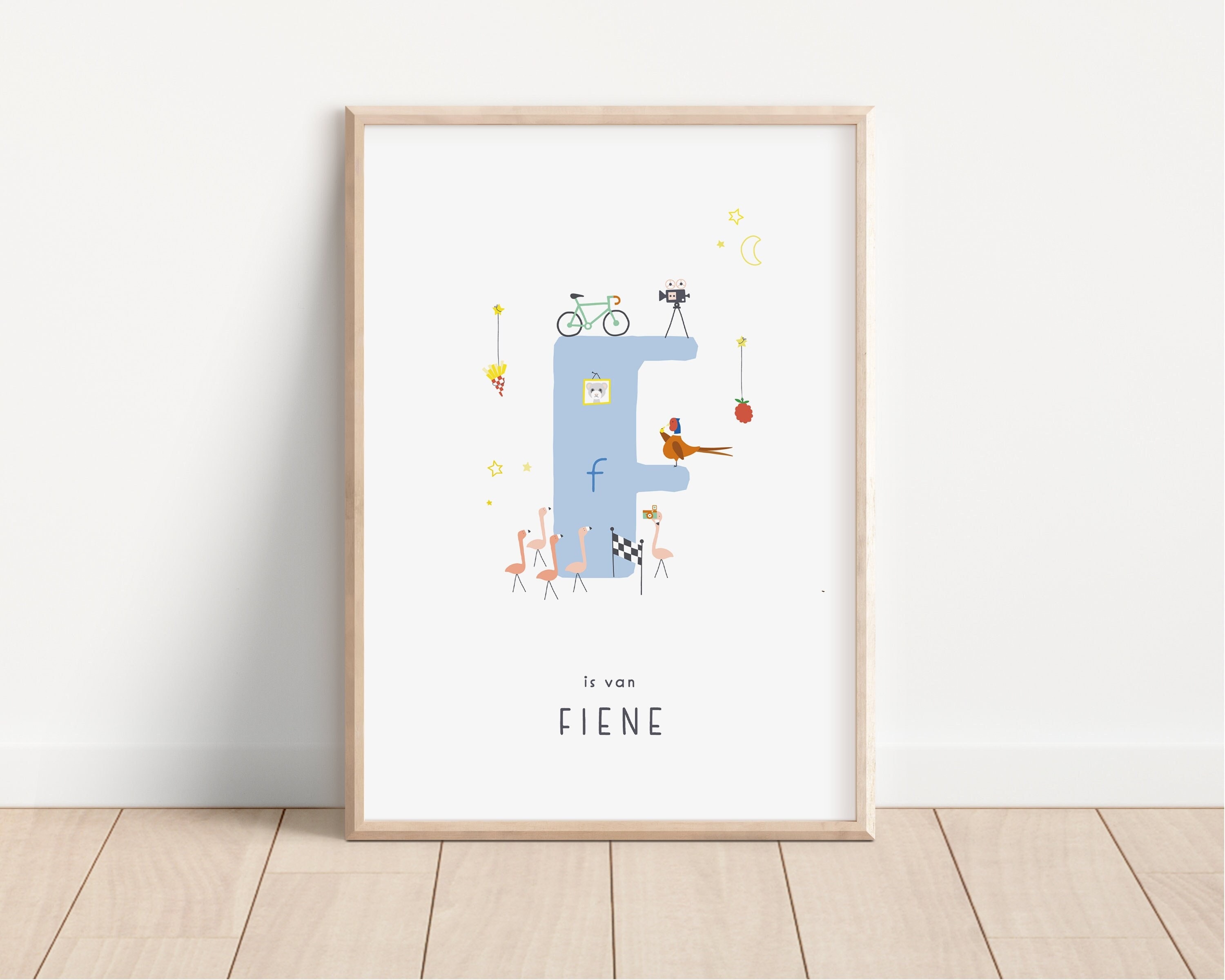 Alphabet letter name poster | Personalized first name print | Cheeky colorful nursery gift | Custom Initial | Gender Neutral | Playroom art