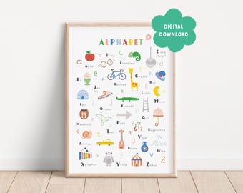 D I G I T A L | Alphabet poster German | ABC print Deutsch | Colorful Nursery art | Alphabet Art print | Kids Room decor | Educational print