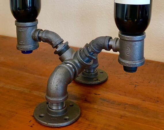 Industrial Black Pipe Wine Rack, Liquor Bottle Holder