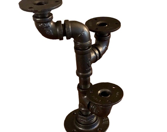 Industrial Pipe Candle Holder, Holds 3 Candles