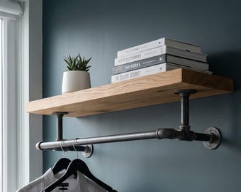 Industrial Pipe Shelf Bracket, Clothes Hanger Rack, “DIY” Parts Kit