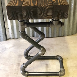 Industrial Pipe Table or Bar Stool - Sturdy Construction, Beautiful one-of-a-kind Conversation Piece - SALE Priced with Free Shipping!