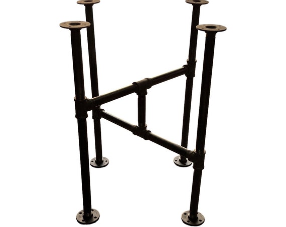 Industrial Black Pipe Cross Table Base, "DIY" Parts Kit, 3/4” Diameter Pipe X 30" tall - Widths Available - 18” 24” 28” 32” 44” or 56”