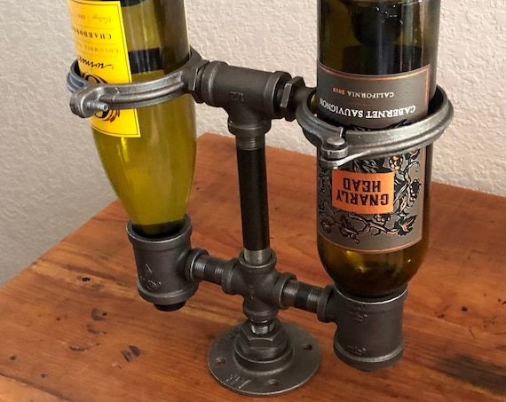 Industrial Pipe Wine Rack, Holder - Holds 2 Bottles