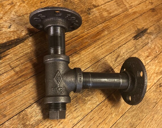 Industrial Pipe Shelf Brackets, 2", 3", 4", 5", 6", 7", 8", 9", 10", 11" and 12" long available "DIY" Parts Kit - Set of 2