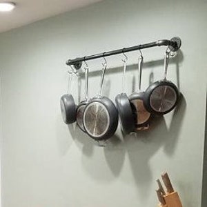 Industrial Pipe Kitchen Pan Rack, Wall Mount- "DIY" Kit, 10 - 5" Hooks Included - 24", 30", 36", 48" & 60" Lengths Available