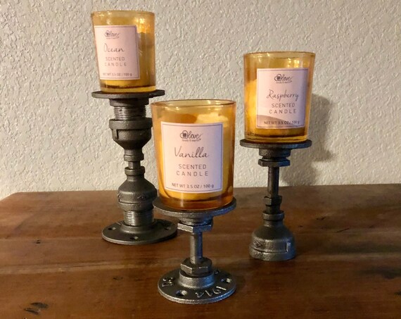 Industrial Pipe Candle Holders - 3 Candle Holders Included