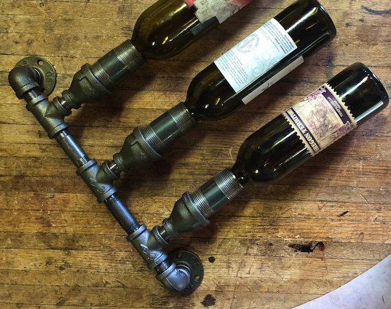 Pipe Wine Rack Bottle Holder, Diagonal Wall Mount, 2 Options Available