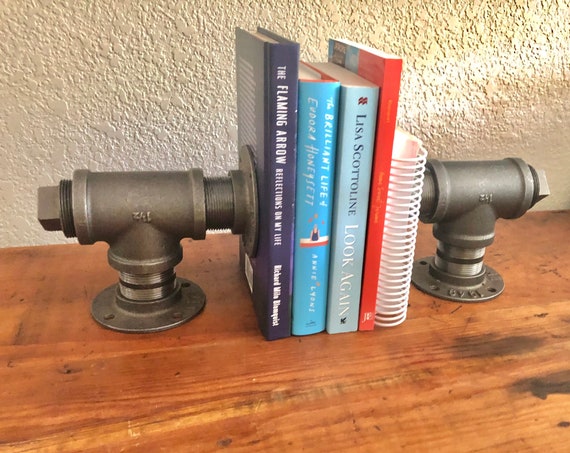 Industrial Pipe Bookends, 1 PAIR (2 Bookends), DIY Kit