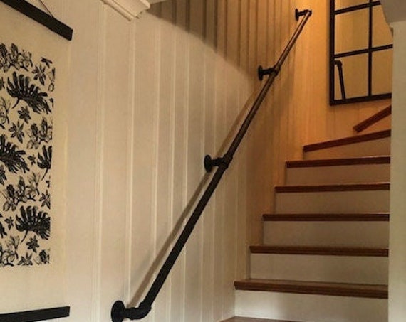 Industrial Pipe Handrail, 3/4” Pipe x 4” Deep, “DIY” Parts Kit *Lengths* 48", 60", 72", 84", 96", 108", 120"- Easily Assembles in Minutes!