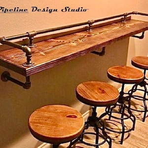 Industrial Pipe Bar Rail Kit - Authentic Drink Rail with Multiple Size Options, Durable Industrial Design for Home Bar & Kitchen