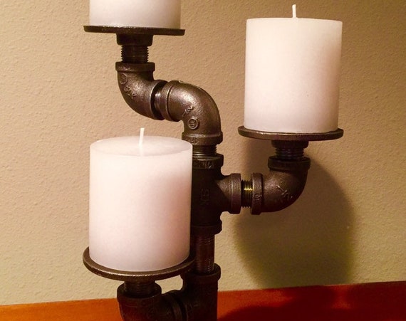Black Pipe Candle Holder