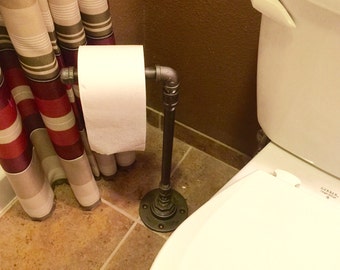 Industrial Pipe Toilet Paper Holder, Free Standing Floor Stand