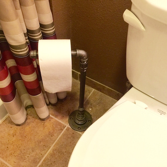 Industrial Pipe Toilet Paper Holder, Free Standing Floor Stand, "DIY" Parts Kit, Assembles in minutes