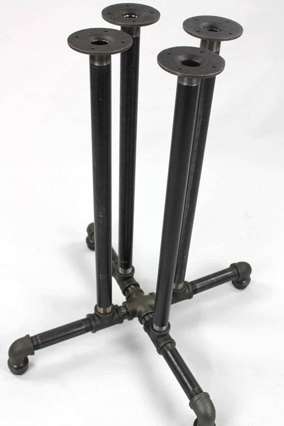 Industrial Black Pipe Table Base "DIY" Parts Kit, PUB, BAR - 3/4" Pipe x 22" Wide Base - 20" - 44" Tall, Bars, Restaurants, Coffee Shops