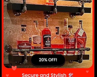 Industrial Pipe Shelf Bracket with Drink Rail Kit – Heavy duty industrial pipe shelf provides durability and a unique look