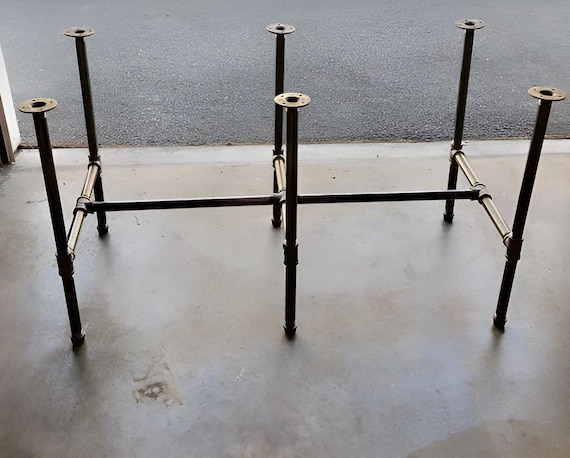 Pipe Table Base Bar Height DIY Kit, 3/4" Pipe 40" Tall, Multiple Lengths 68"-104", Widths 18"-30" for Custom Industrial Furniture