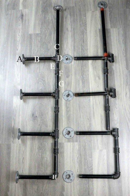 Black Pipe Shelving Unit, Wall/Ceiling Mounted Bookshelf, Parts Kit DIY