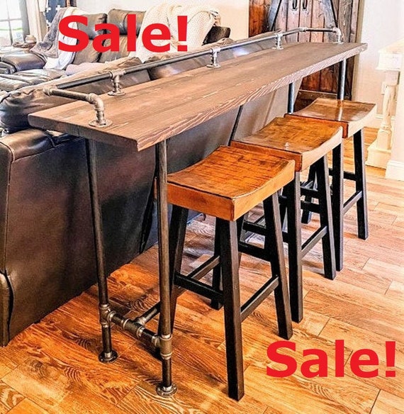 Industrial Pipe Table Base & Drink Rail "DIY" Parts Kits - 72” long x 16” wide x 40" tall